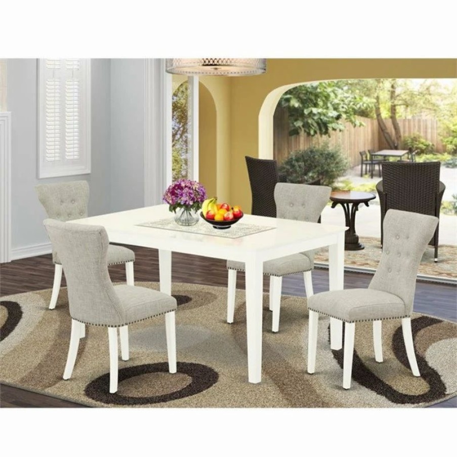 Online East West Furniture Capri 5-Piece Wood Dining Set In Linen White/Doeskin