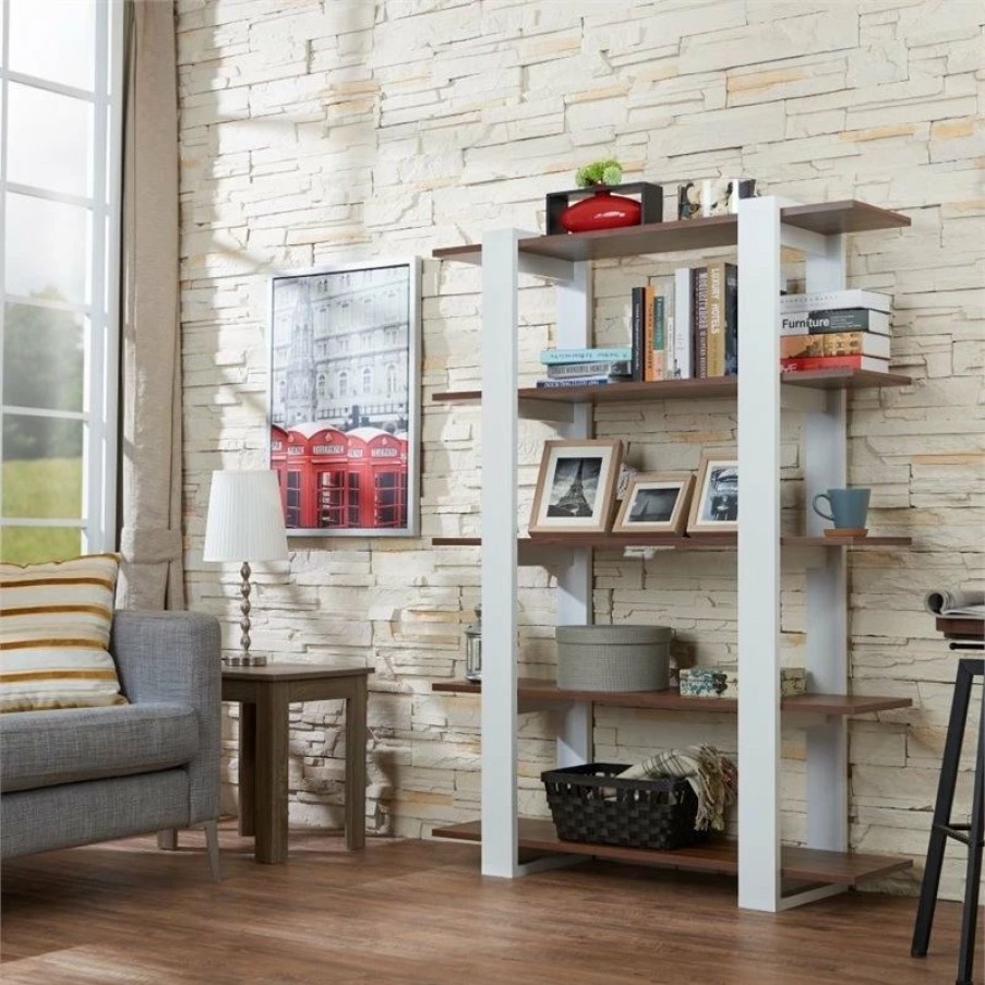 Best Furniture Of America E-Commerce By Enitial Lab Furniture Of America Bess Modern Wood 5-Shelf Bookcase In White