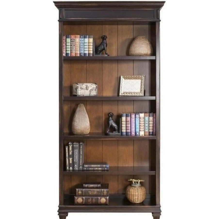 Best Martin Furniture Hartford Wood Bookcase In Two Tone Distressed Black