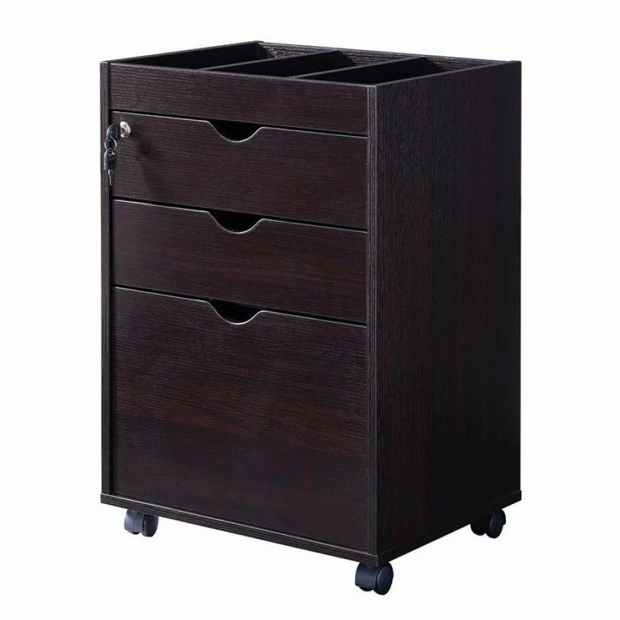 Hot Furniture Of America E-Commerce By Enitial Lab Furniture Of America Hite Transitional Wood 3-Drawer File Cabinet In Cappuccino