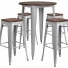 Best Flash Furniture 5 Piece 30 Round Pub Set In Silver And Brown