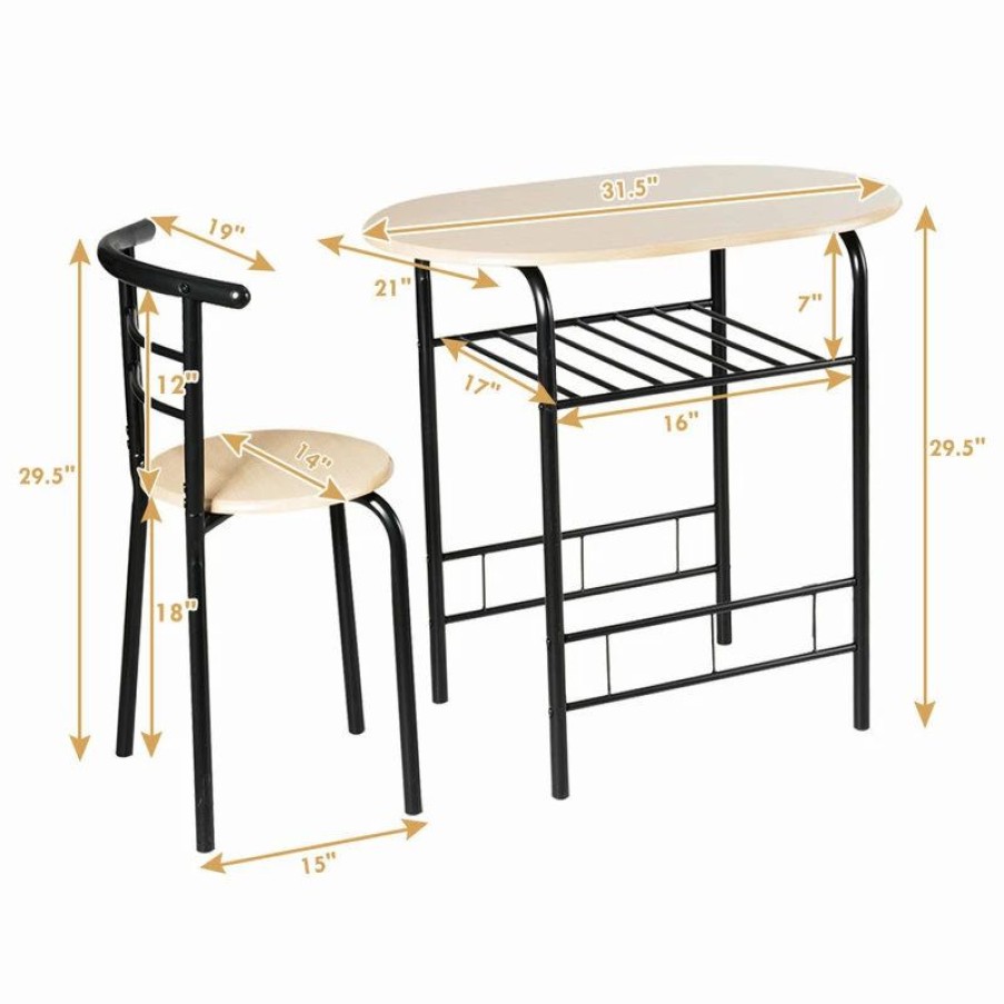 Clearance Costway 3 Pcs Dining Set Table And 2 Chairs Home Kitchen Bistro Pub Furniture