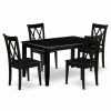 Best East West Furniture Dudley 5-Piece Wood Dining Set With Wood Seat In Black