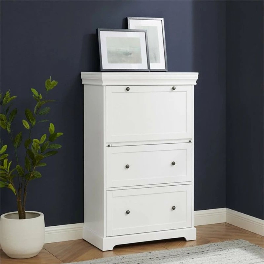 New Crosley Furniture Alena 2-Drawer Traditional Wood Secretary Desk In White