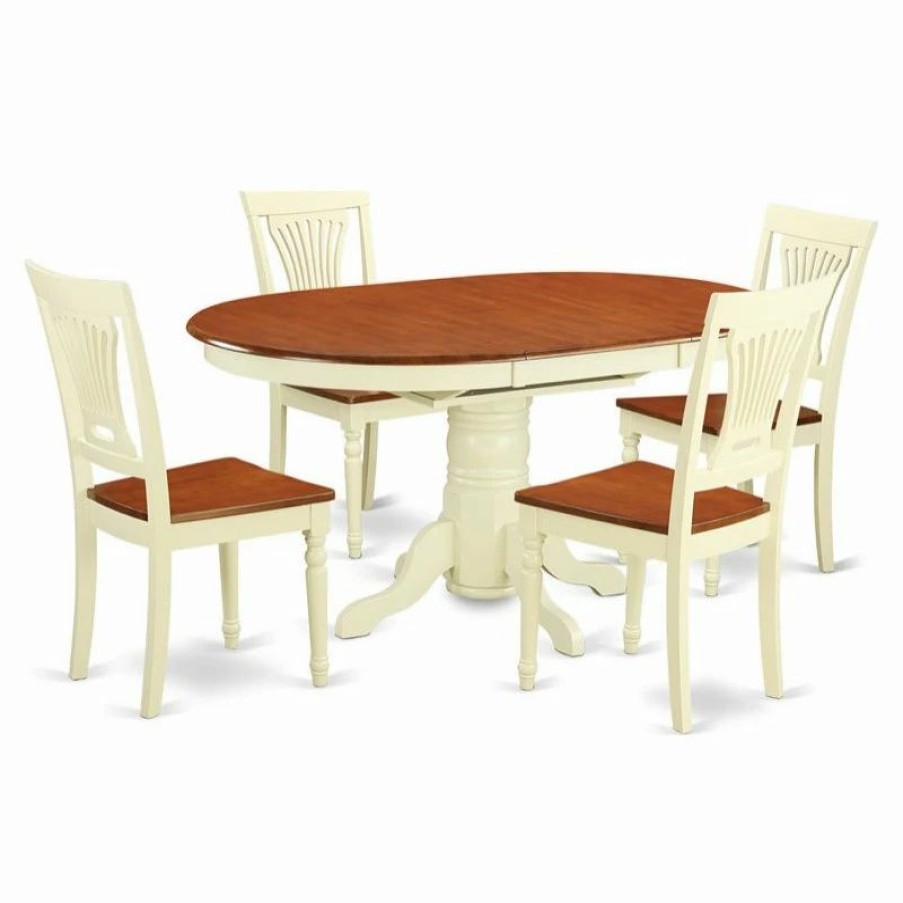 Hot East West Furniture Avon 5-Piece Dining Table And Chairs In Buttermilk/Cherry