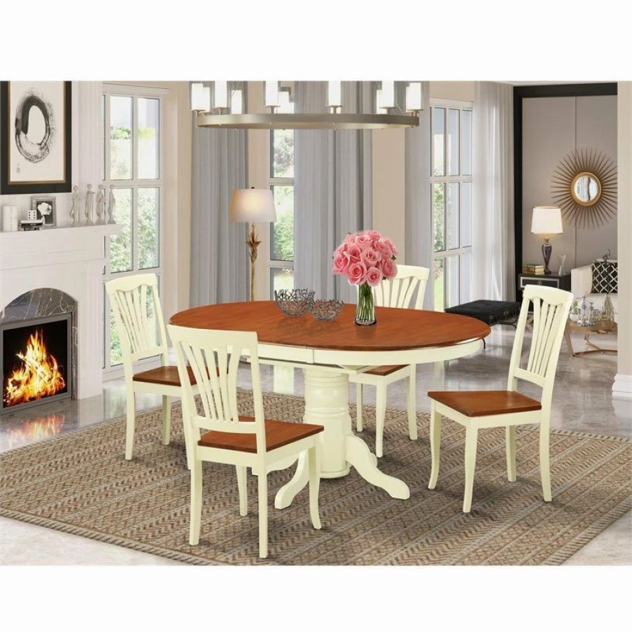 Hot East West Furniture Avon 5-Piece Dining Table And Chairs In Buttermilk/Cherry