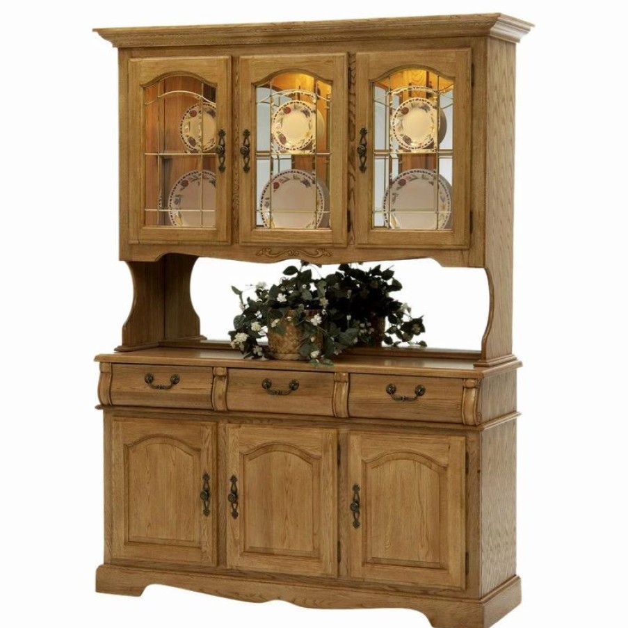 Best Intercon Furniture Classic Oak 60 China Buffet With Hutch, Chestnut