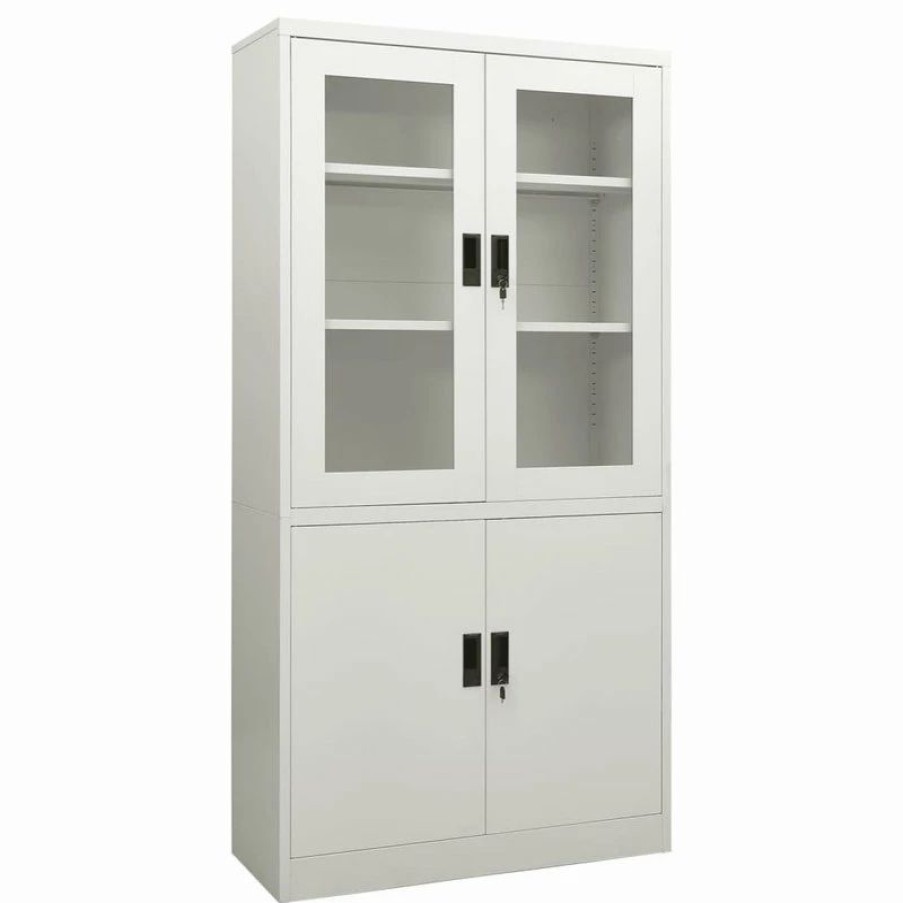 New Vida Xl International B.V. Vidaxl Office Cabinet Light Gray 70.9 Steel Storage Side Cabinet Furniture