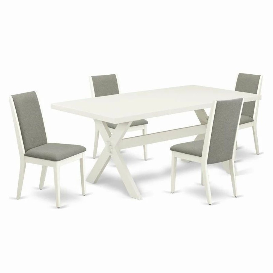 Wholesale East West Furniture X-Style 5-Piece Wood Dining Room Set In Linen White