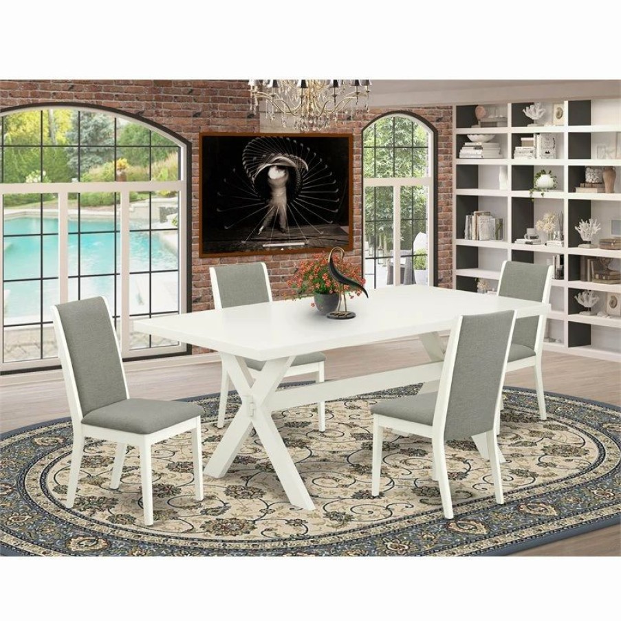 Wholesale East West Furniture X-Style 5-Piece Wood Dining Room Set In Linen White