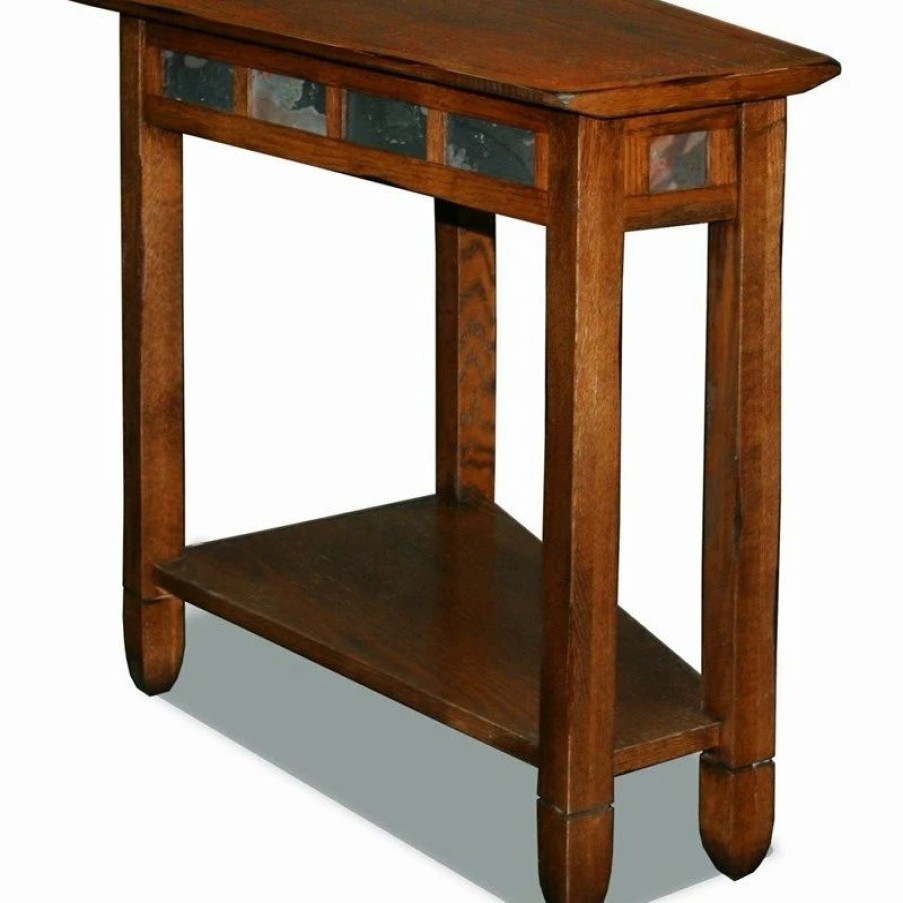 New Leick Home Leick Furniture Rustic Slate Wood Recliner Wedge End Table In Rustic Oak