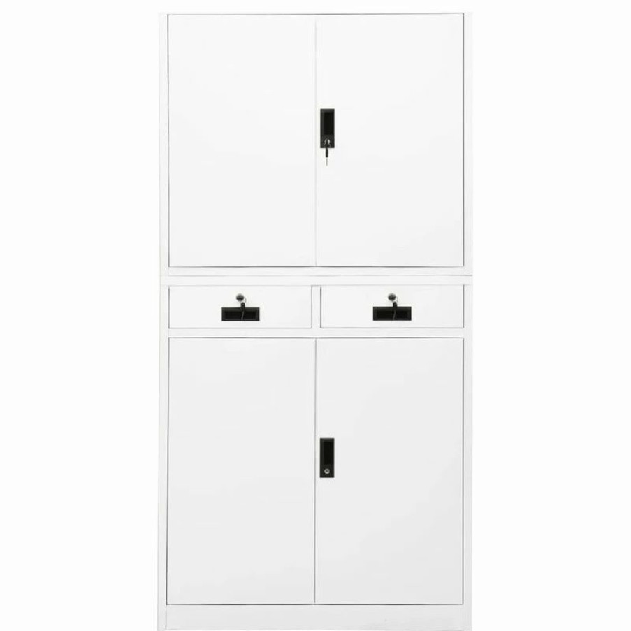 Best Vida Xl International B.V. Vidaxl Office Cabinet White 70.9 Steel Office File Storage Cabinet Furniture