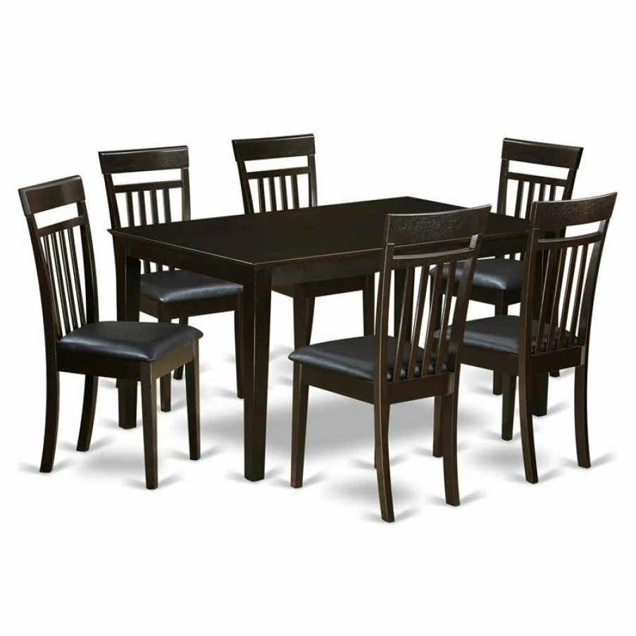 Wholesale East West Furniture Capri 7-Piece Wood Chair And Dining Table Set In Cappuccino