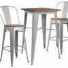 Best Flash Furniture 3 Piece 26 Square Pub Set In Silver And Brown