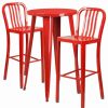 New Flash Furniture Industrial Table Chair Set With Red Ch-51080Bh-2-30Vrt-Red-Gg