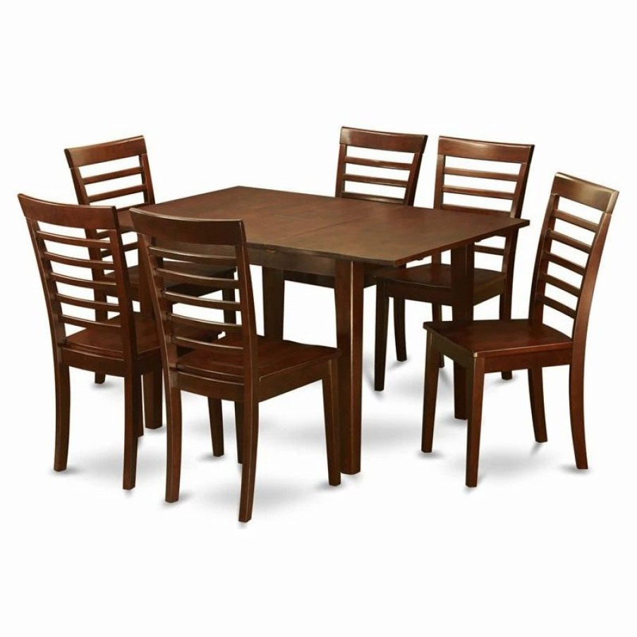 Hot East West Furniture Milan 7-Piece Traditional Wood Dinette Set In Mahogany