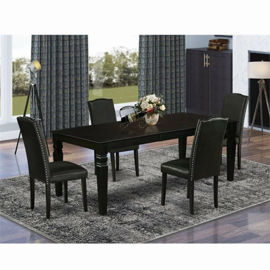 Best East West Furniture Logan 5-Piece Wood Dining Table Set In Black