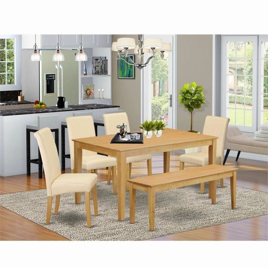 Best East West Furniture Capri 6-Piece Wood Dining Set In Oak/Brown