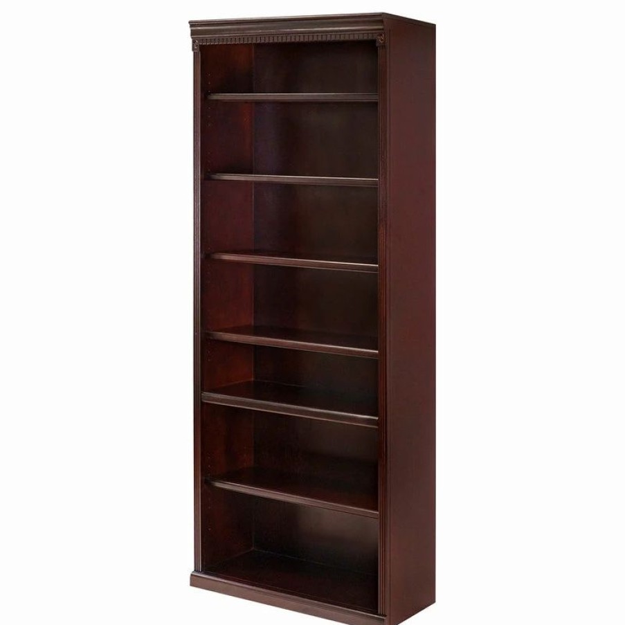 New Martin Furniture Huntington Club 7 Shelf Wood Bookcase In Vibrant Cherry