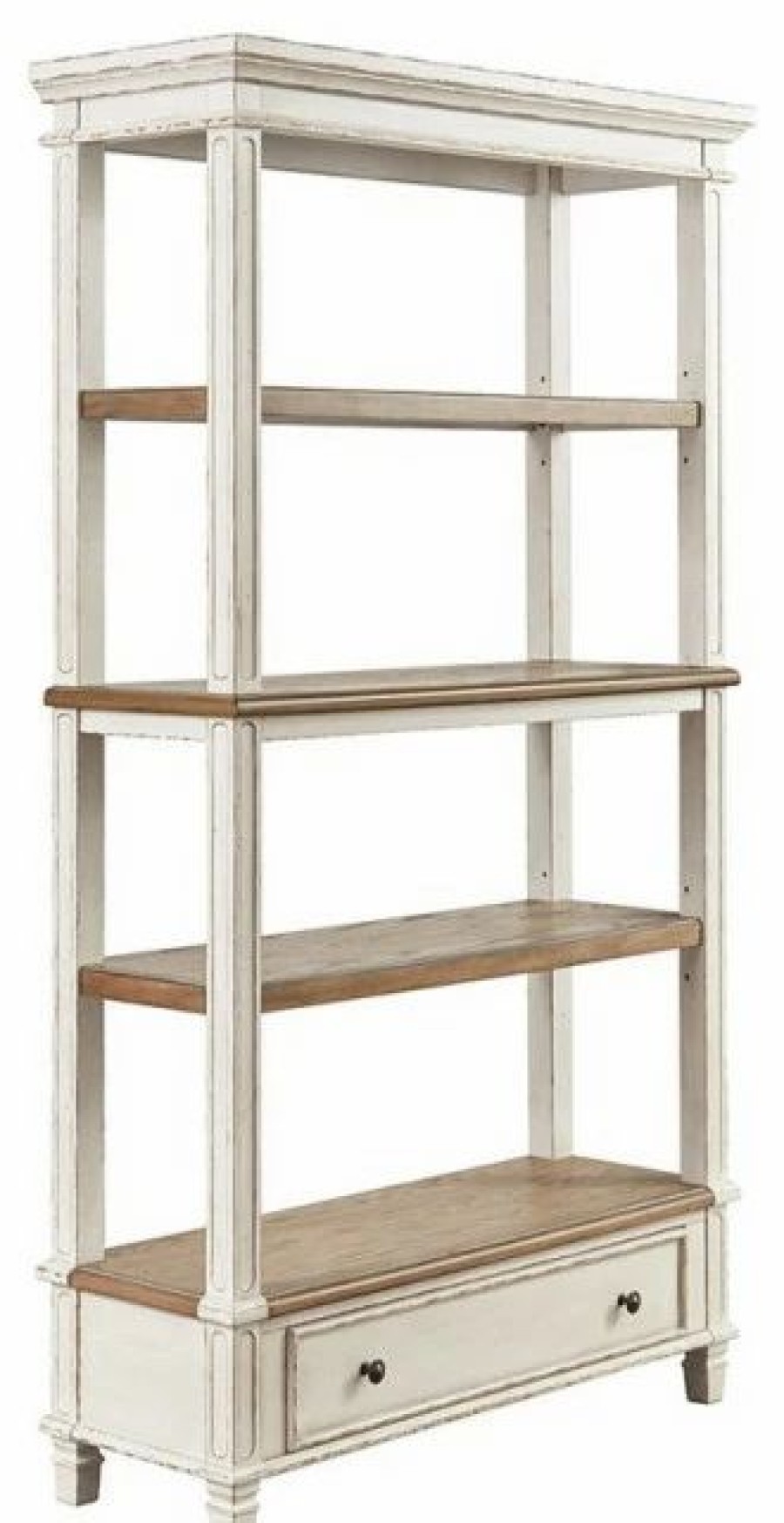 New Ashley Furniture Industries Ashley Furniture Realyn 4 Shelf Bookcase In Antique White And Brown