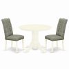 New East West Furniture Shelton Wood 3-Pc Parson Dining Set In White Shel3-Whi-07