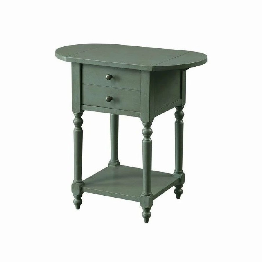 Wholesale Furniture Of America E-Commerce By Enitial Lab Furniture Of America Mendez Wood Drop-Leaf Side Table In Antique Teal