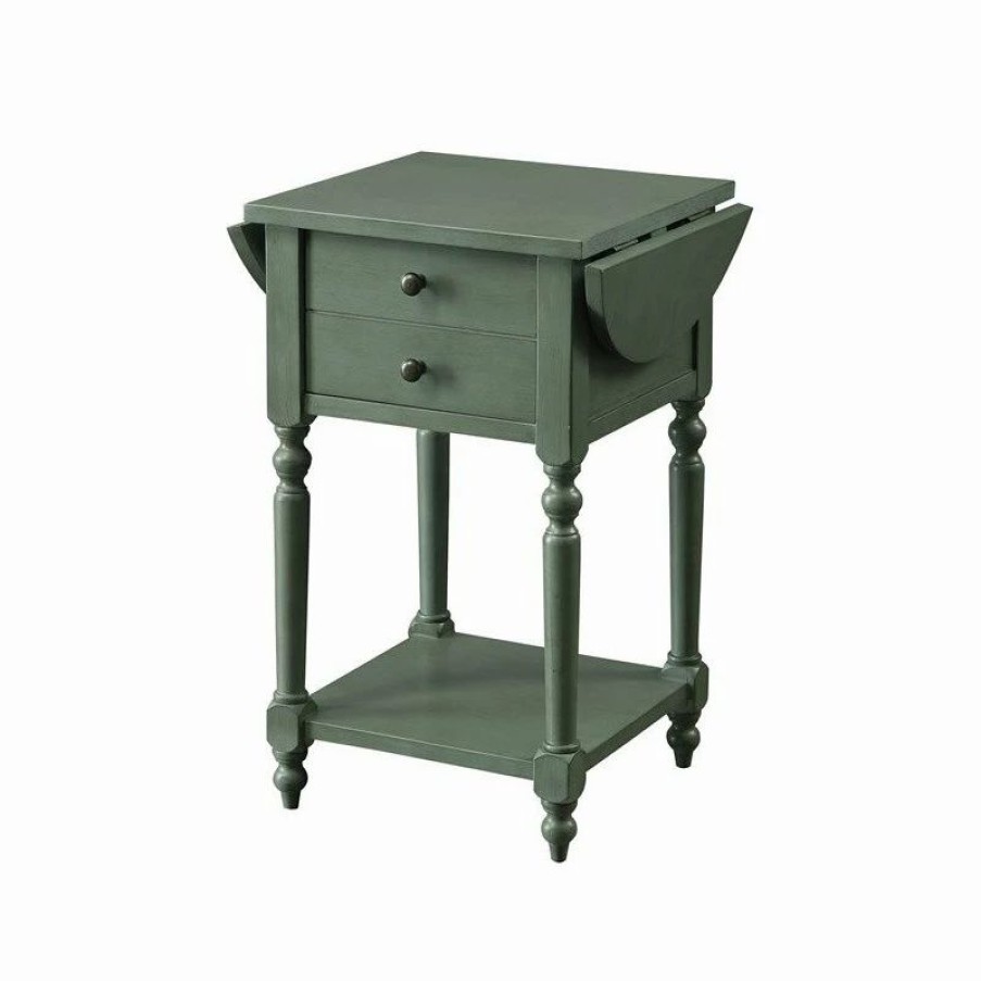 Wholesale Furniture Of America E-Commerce By Enitial Lab Furniture Of America Mendez Wood Drop-Leaf Side Table In Antique Teal