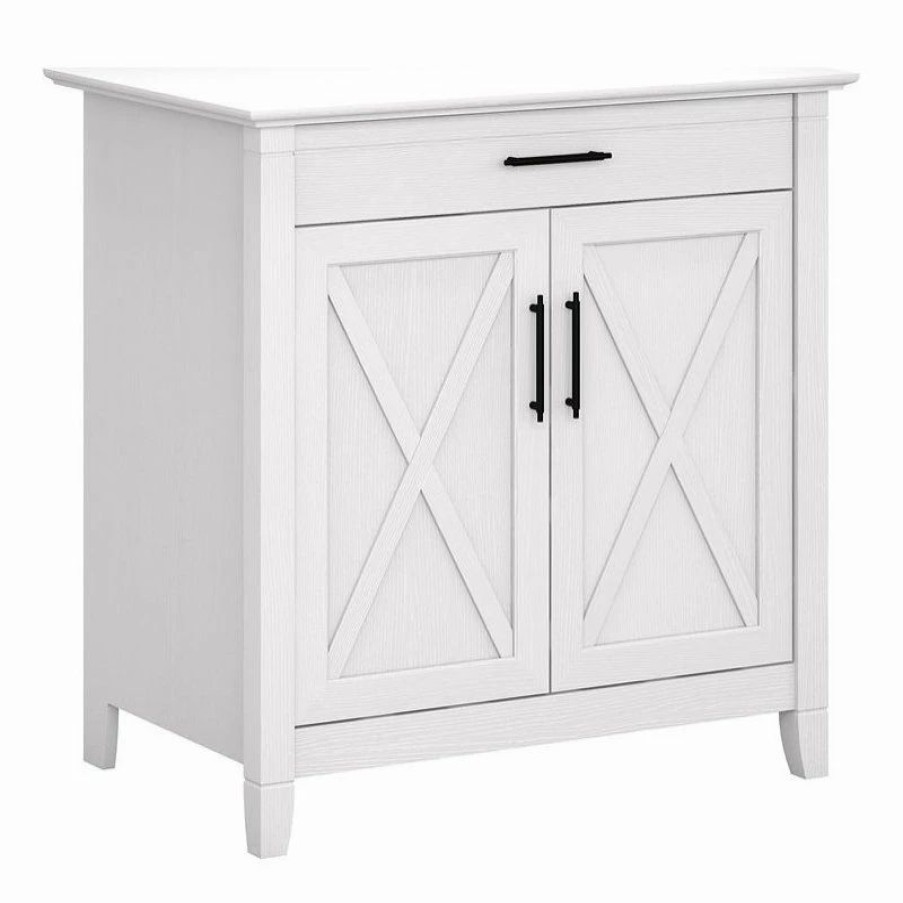 Best Bush Business Furniture Bush Furniture Key West Secretary Desk With Storage Cabinet In Pure White Oak