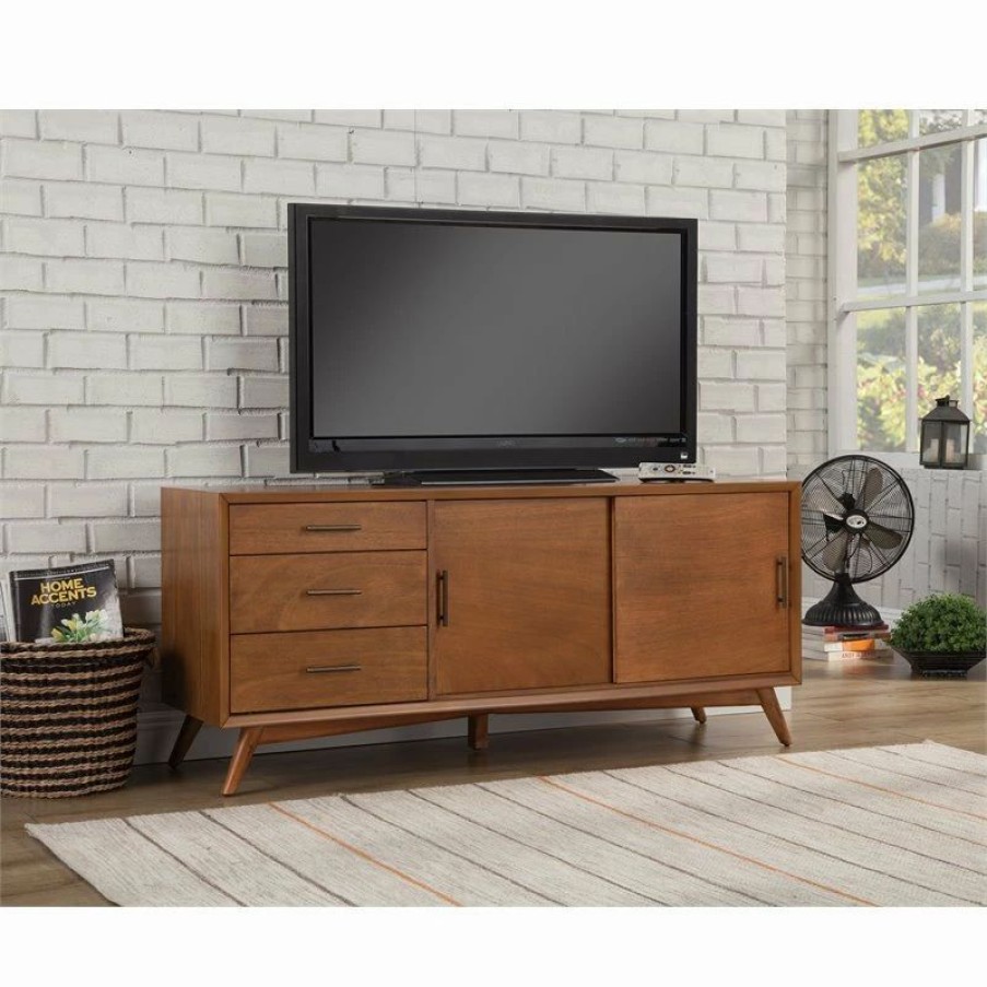 Online Alpine Furniture, Inc Alpine Furniture Flynn Large Wood Tv Console In Acorn Brown