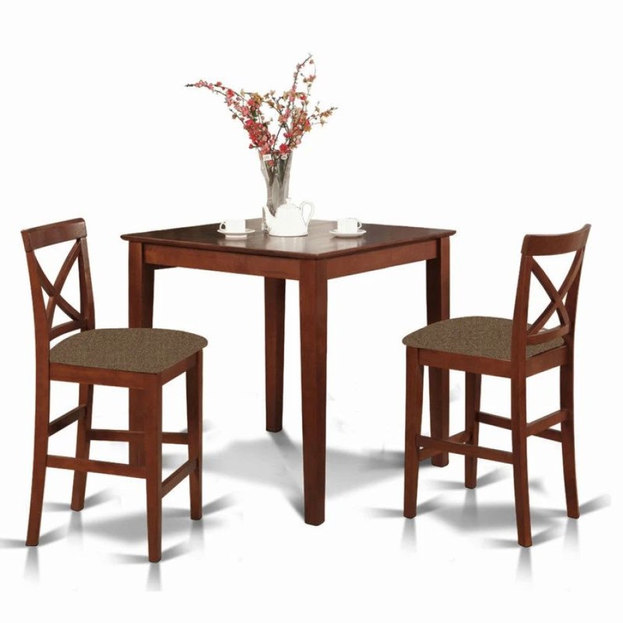 Best East West Furniture Wood 3-Piece Counter Height Dining Set Pubs3-Brn-C