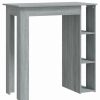 New Vida Xl International B.V. Vidaxl Bar Table With Shelf Gray Sonoma Engineered Wood Bistro Table Furniture