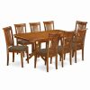 Best East West Furniture Napoleon 9-Piece Dining Set W/ Fabric Chairs In Saddle Brown