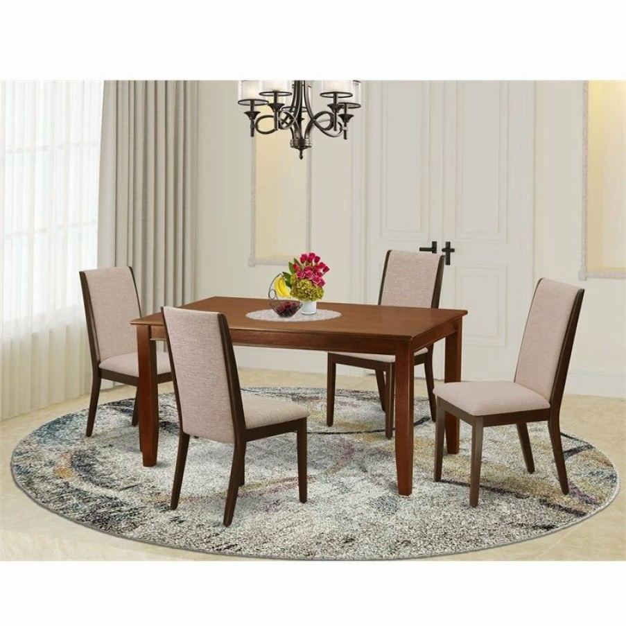 Wholesale East West Furniture Dudley 5-Piece Wood Dining Table And Chair Set In Mahogany