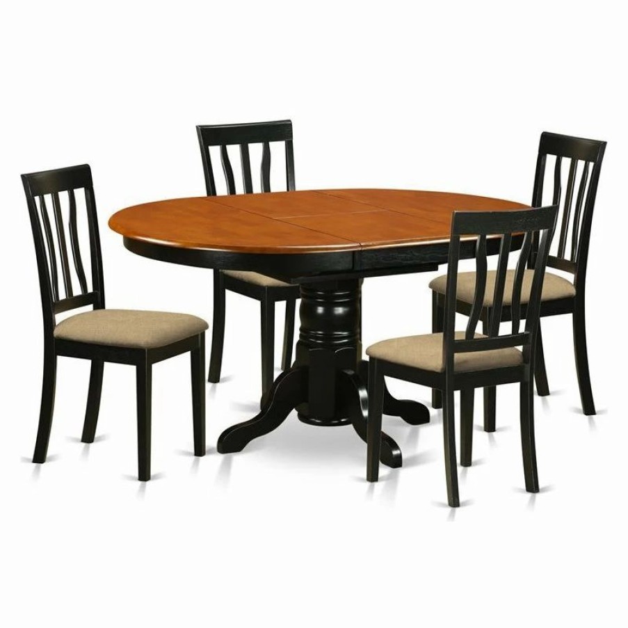 Hot East West Furniture Avon 5-Piece Dining Set With Cushion Chairs In Black/Cherry