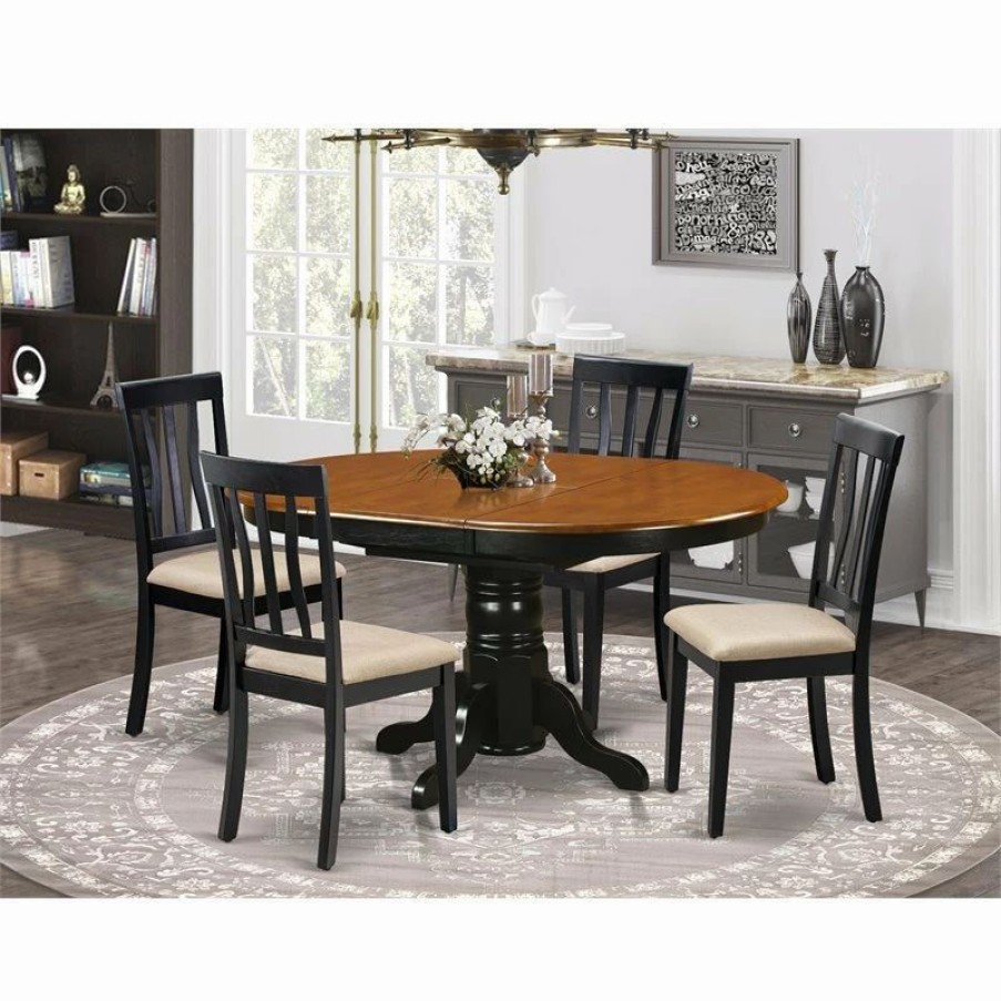 Hot East West Furniture Avon 5-Piece Dining Set With Cushion Chairs In Black/Cherry