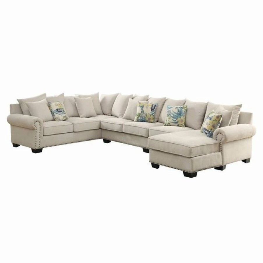 Online Furniture Of America E-Commerce By Enitial Lab Furniture Of America Ellington Transitional Fabric Sectional In Beige