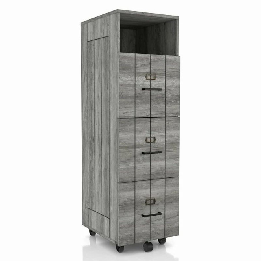 Wholesale Furniture Of America E-Commerce By Enitial Lab Furniture Of America Thelo Industrial Wood Filing Cabinet With Wheels In Gray