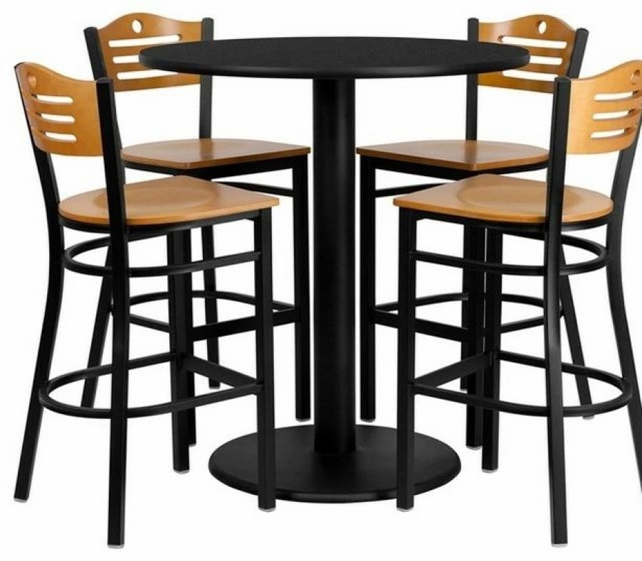 Clearance Flash Furniture 36" Round Black Laminate Table Set