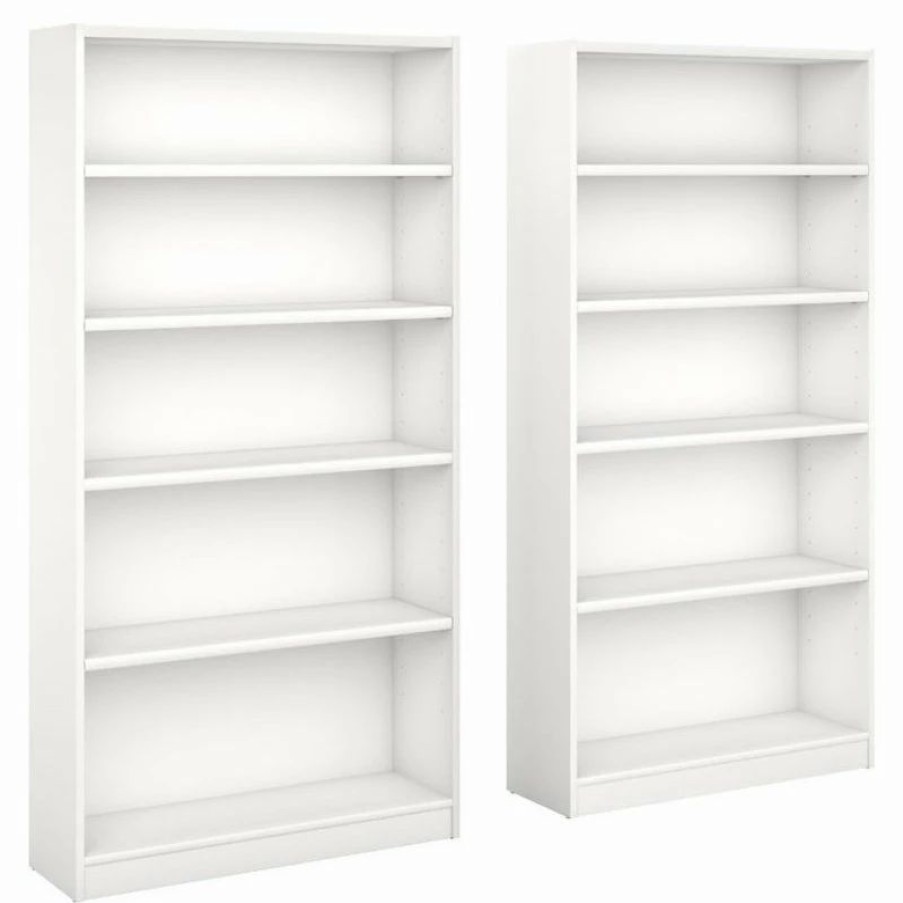 New Bush Business Furniture Bush Furniture Universal 5 Shelf Bookcase In Pure White (Set Of 2)