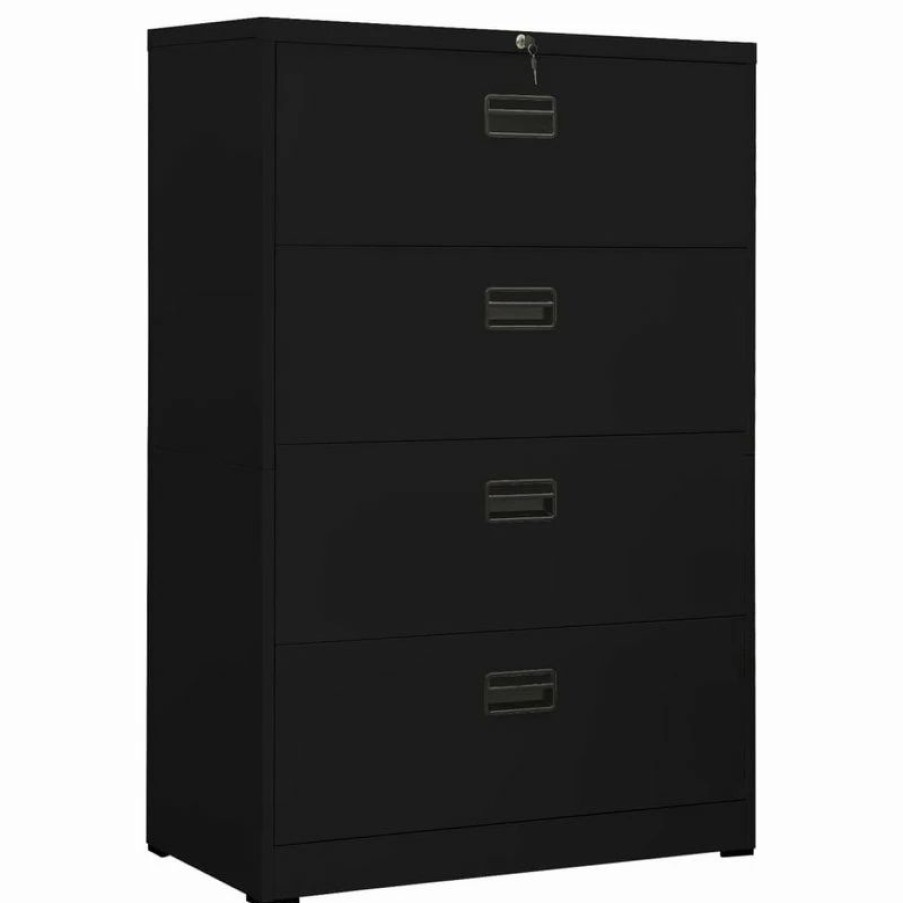 Best Vida Xl International B.V. Vidaxl Filing Cabinet Black 52.8 Steel Office File Storage Cabinet Furniture