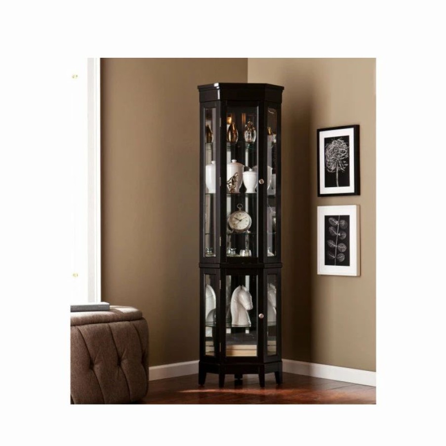 Best Sei Furniture Essex Corner Curio In Black