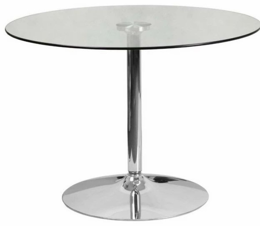 Online Flash Furniture 39.25" Round Glass Table With 29"H Chrome Base