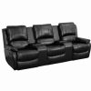 New Flash Furniture Black Leather Pillowtop 3-Seat Home Theater Recliner