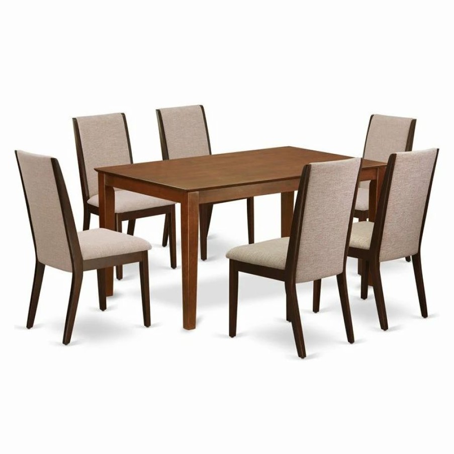 New East West Furniture Capri 7-Piece Wood Kitchen Table Set In Mahogany