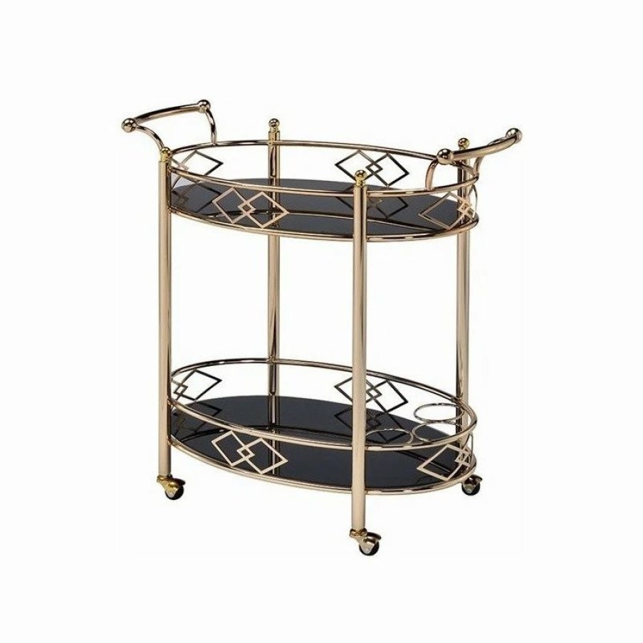 New Acme Furniture Ottesen Serving Cart In Gold