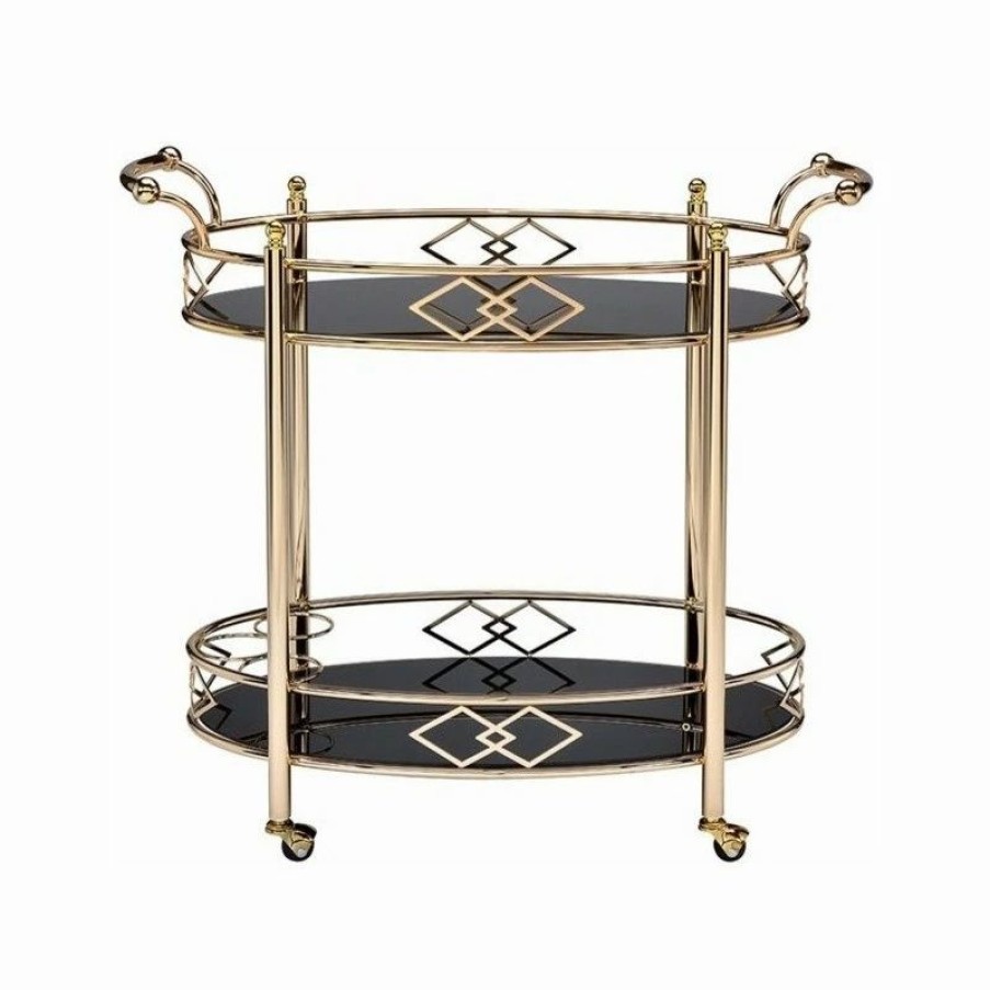 New Acme Furniture Ottesen Serving Cart In Gold