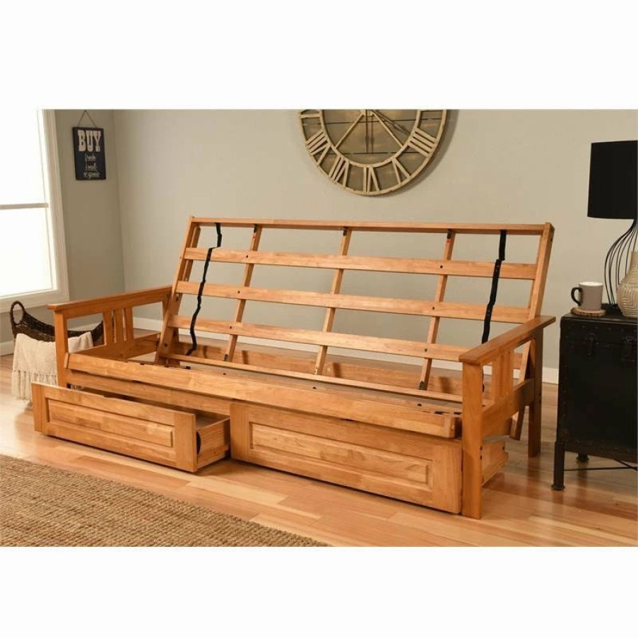 Best Studio Living Kodiak Furniture Monterey Queen Solid Wood Frame With Storage In Brown/Butternut