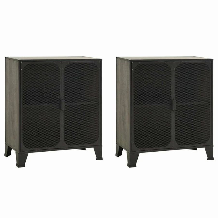 Wholesale Vida Xl International B.V. Vidaxl 2X Storage Cabinets Gray Metal And Mdf Book Display Cabinet Furniture