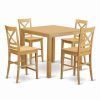 Best East West Furniture Cafe 5-Piece Wood Dining Table And Bar Stool Set In Oak