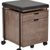 Clearance Unique Furniture 2-Drawer Wood Mobile Pedestal With Castors In Thermo Oak